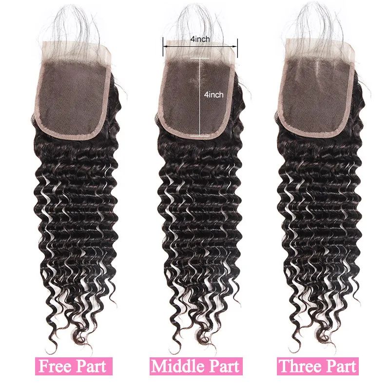 Meetu волосы индийские человеческие пучки с закрытием не Remy Кружева Закрытие 3