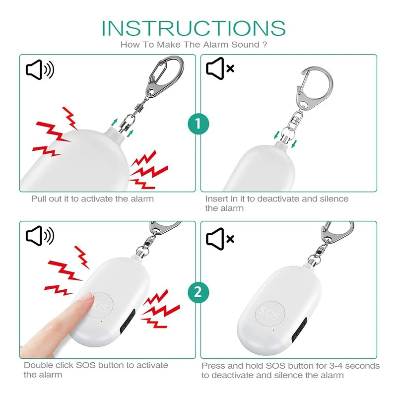 

Hot TTKK 2 Pcs Rechargeable LED Light Waterproof Emergency Defense SOS Warning Anti-Theft Whistle Alarm for Children and Elderly