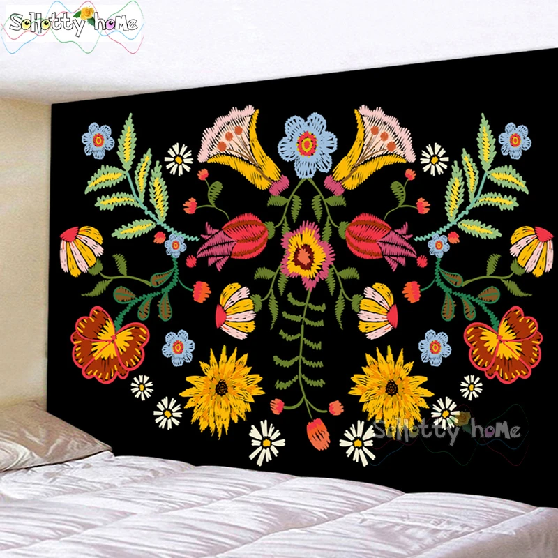 Различные цветы Индия МАНДАЛА ГОБЕЛЕН настенный Бохо Декор гобелен из ткани