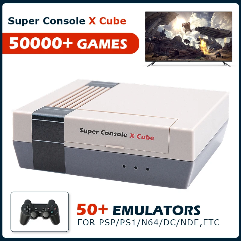 Ретро консоль для видеоигр супер X Cube игроков PSP/PS1/N64 с 50000 играми беспроводной