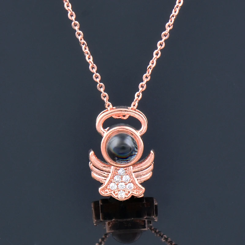 

SINLEERY I Love You Necklace 100 Languages 2 Colors Choker Chian Small Angel Necklaces For Women Girls Jewelry ZD1 SSA