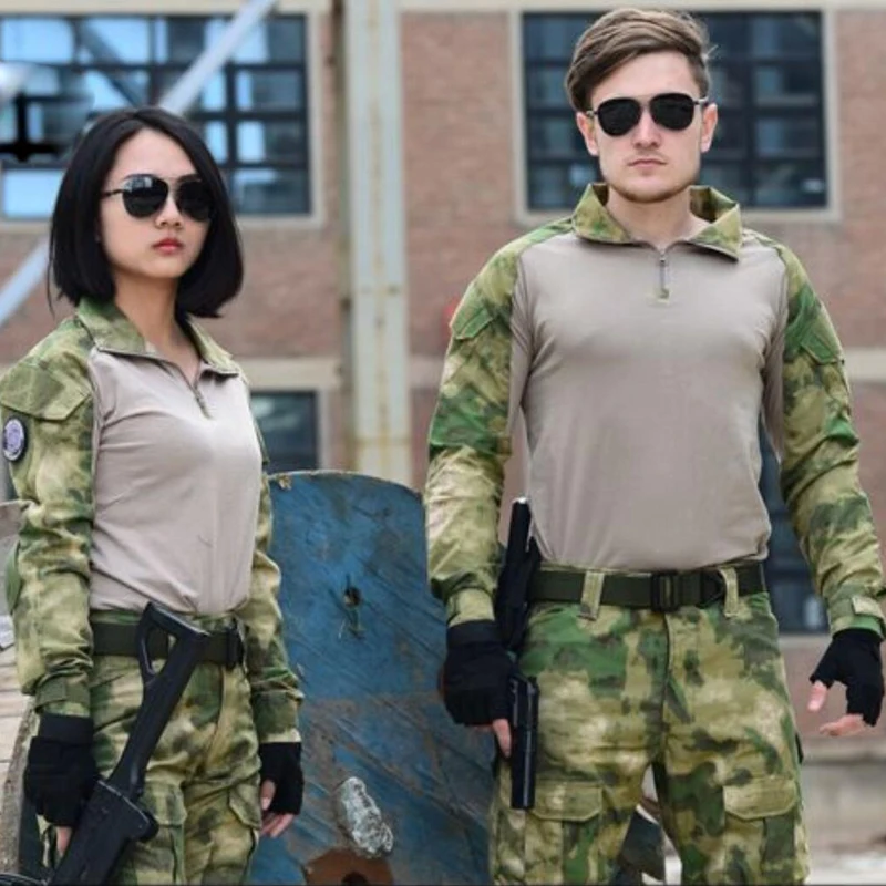 Для мужчин армейская тактическая футболка SWAT Солдат военный камуфляжные рубашки