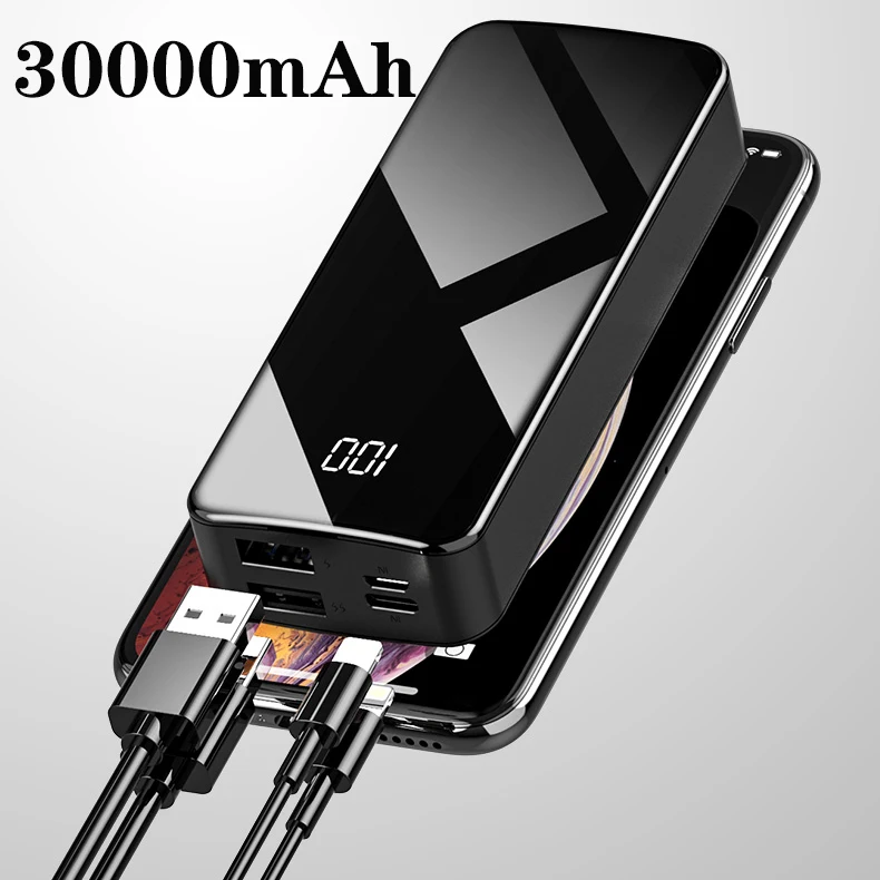 Портативное зарядное устройство 30000 мА портативное Внешняя батарея быстрое для
