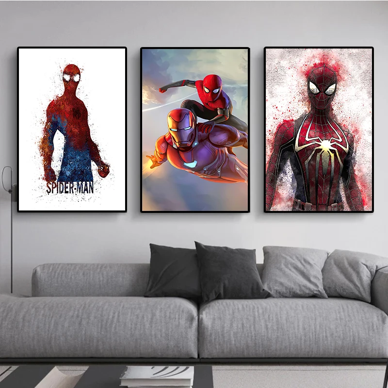 

Marvel Spiderman Iron Man Captain America Canvas Paintings Superhero Avengers Poster and Print Wall Art Picture Home Decoration
