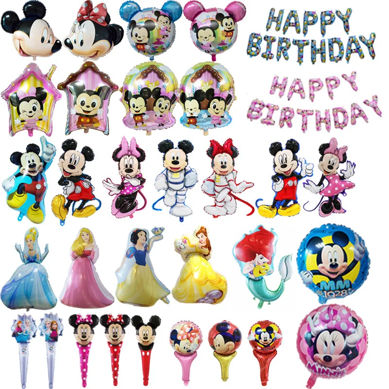 

100pcs Disney Mickey Minnie Mouse Cartoon Aluminum Film Balloon Children's Toy Party Decoration Wholesale Kid Toys Birthday Gift