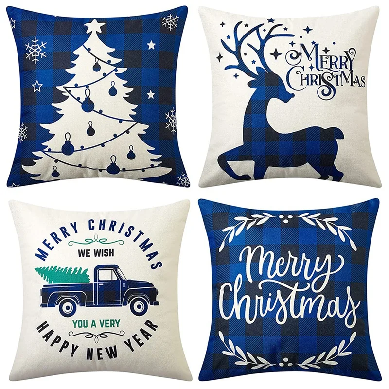 

Christmas Decoration Pillow Covers 18X18 Set of 4,Farmhouse Decor for Home,Xmas Pillow Case Cushion Case for Couch