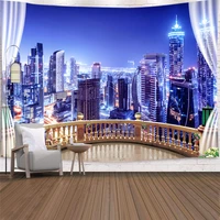 cheap city night scene tapestry hippie wall hanging metropolitan nightlife art wall cloth tapestries printed bedroom home decor