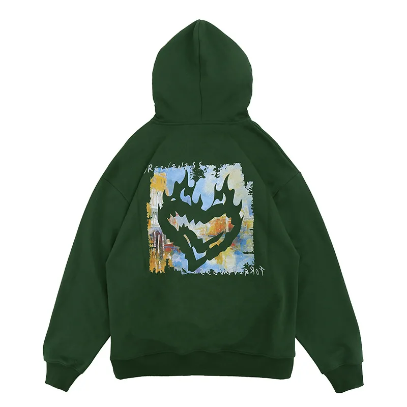 

Fgss men's clothing | 20 autumn winter new Guochao flame love oil painting printing loose hooded sweater for men and women