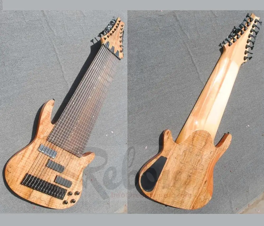 

Weifang Rebon 15 String Neck through body electric Bass Guitar with Spalted Maple veneer