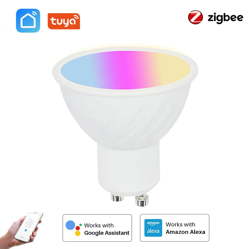 

Zigbee 3,0 GU10 умная лампа 5 Вт RGBCW умный Светодиодный точечный светильник лампа работает с Умной жизнью Alexa домашний помощник Smartthings