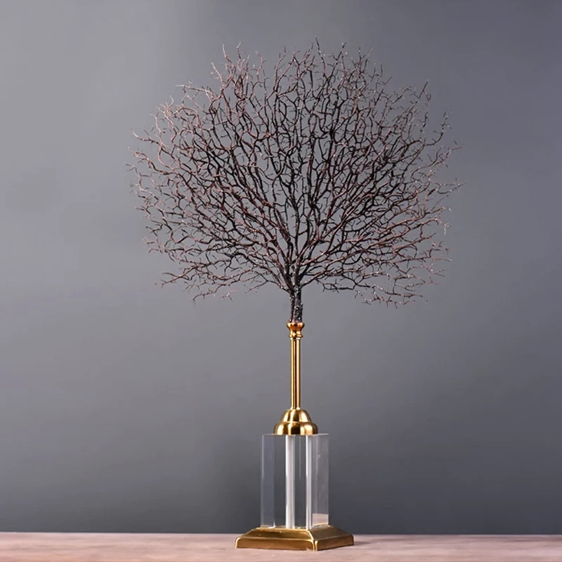 Красивое Коралловое дерево ремесло с прямоугольной кристаллической основой