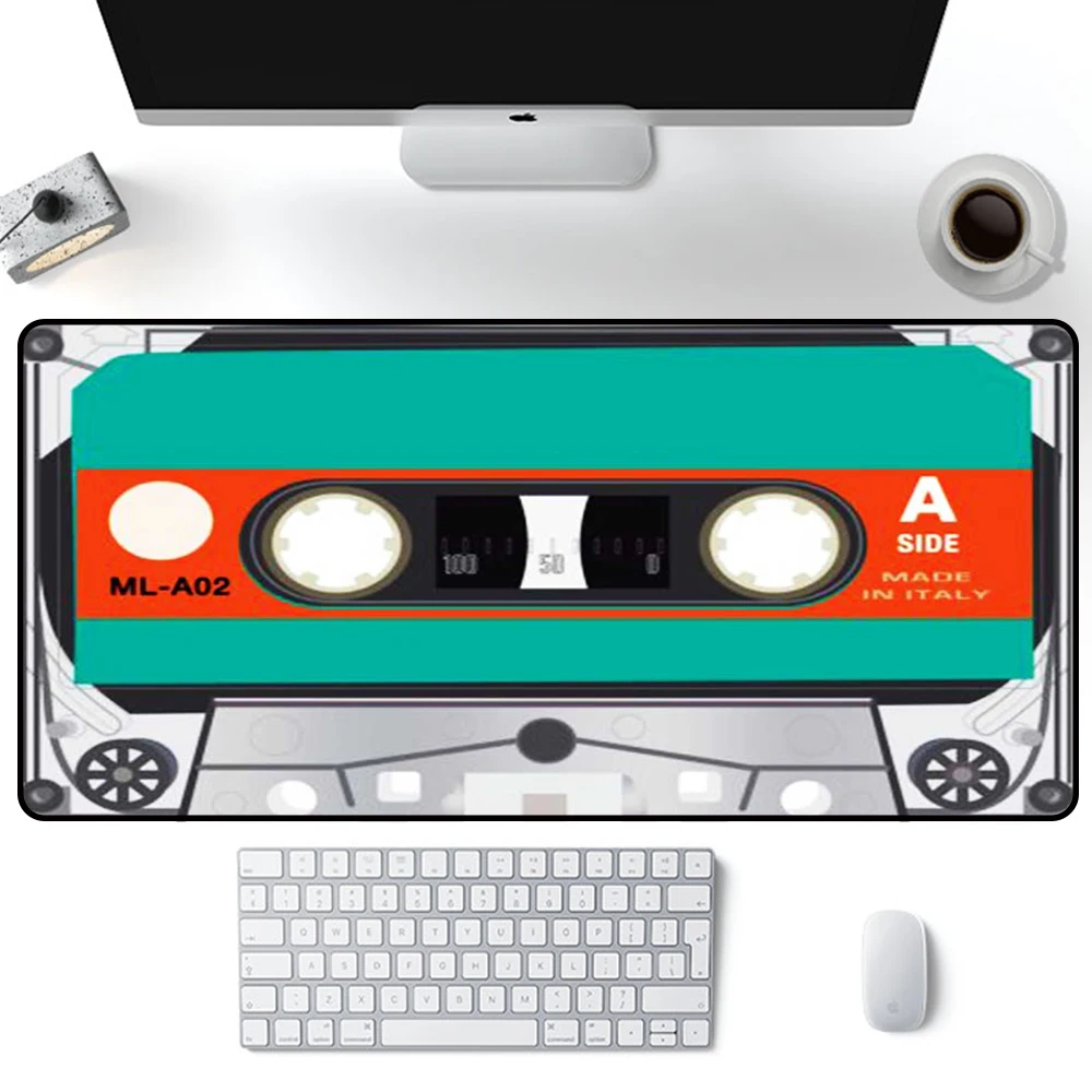 

Music Funny Desk Accessory Deskmat Cassette Retro Record Tape PC Cool Mouse Pad Red Cute Kawaii Gel Mousepad Tapis Bureau Laptop