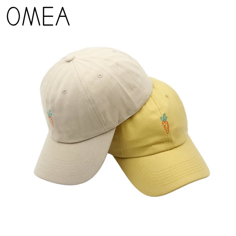 OMEA козырек шляпа модная Милая мультяшная вышитая бейсболка морковка женский