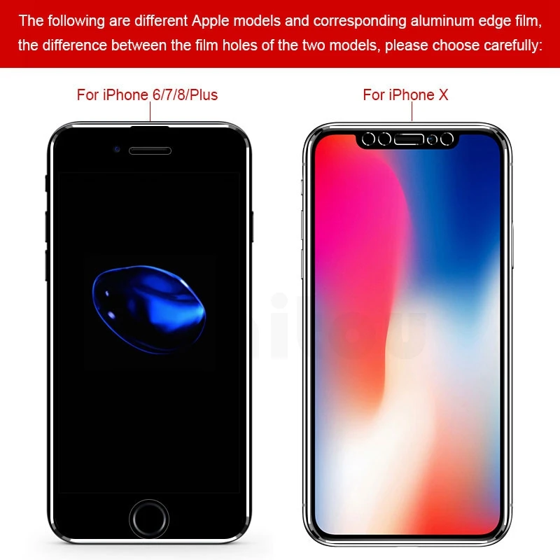 Закаленное стекло с металлическими краями для Apple iPhone 11 Pro Max X XR XS Max 7 8 6 6s Plus, полное покрытие, Защитная пленка для экрана