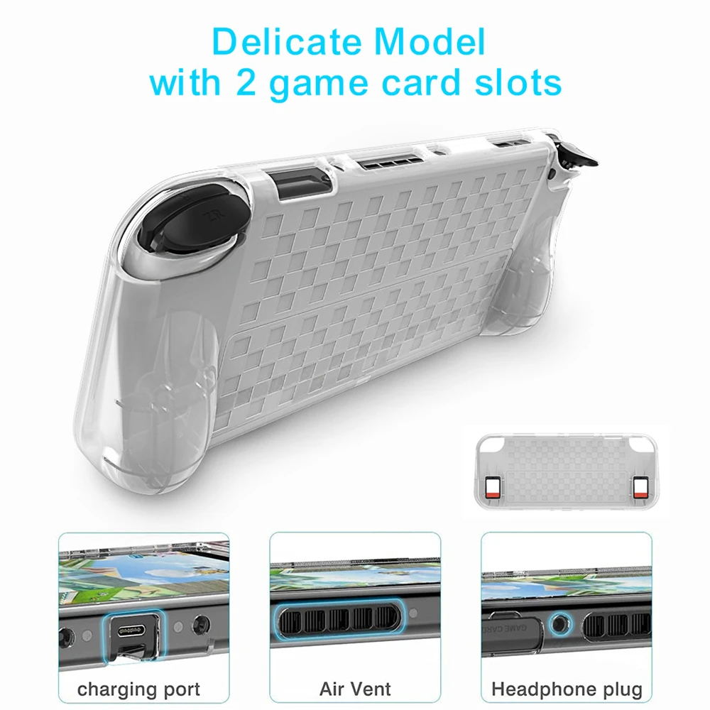 

1PCS Switch OLED TPU Case Ergonomic Grip Protective Cover Shell Skin For NS Switch OLED 2021 Shock-Absorption 2pcs Card Slots