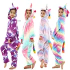 Радужный Единорог для девочек, детские пижамы-кигуруми, зимние теплые комбинезоны с животными для девочек, детские комбинезоны, пижамы для мальчиков