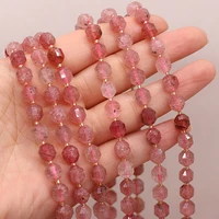 hot selling natural stone strawberry crystal semi precious stone faceted beaded diy for making jewelry accessories 8mm