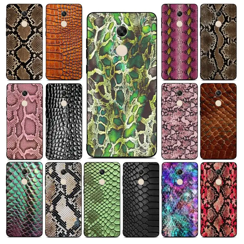 

YNDFCNB Leather Snake Scales Phone Case for RedMi note 4 5 7 8 9 pro 8T 5A 4X case