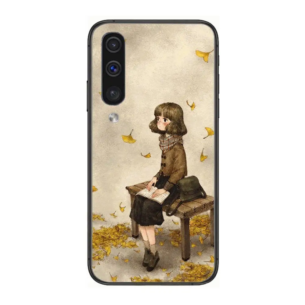 

Simple girl ins Phone Case Hull For Samsung Galaxy A 3 5 6 7 8 9 E 2018 Plus 2017 E S Black Shell Art Cell Cover TPU