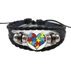 Женский браслет-пазл со стеклянной лентой, плетеный кожаный браслет для выживания, украшения с надписью Love Hopeful
