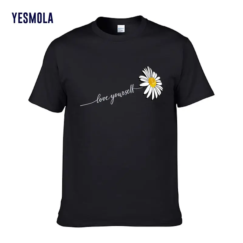 

Fashion Short-sleeved Printing Daisy Design Custom T Shirt Cotton Women Men T-shirt Fashion Short Sleeve Casual T-shirt Tops Tee