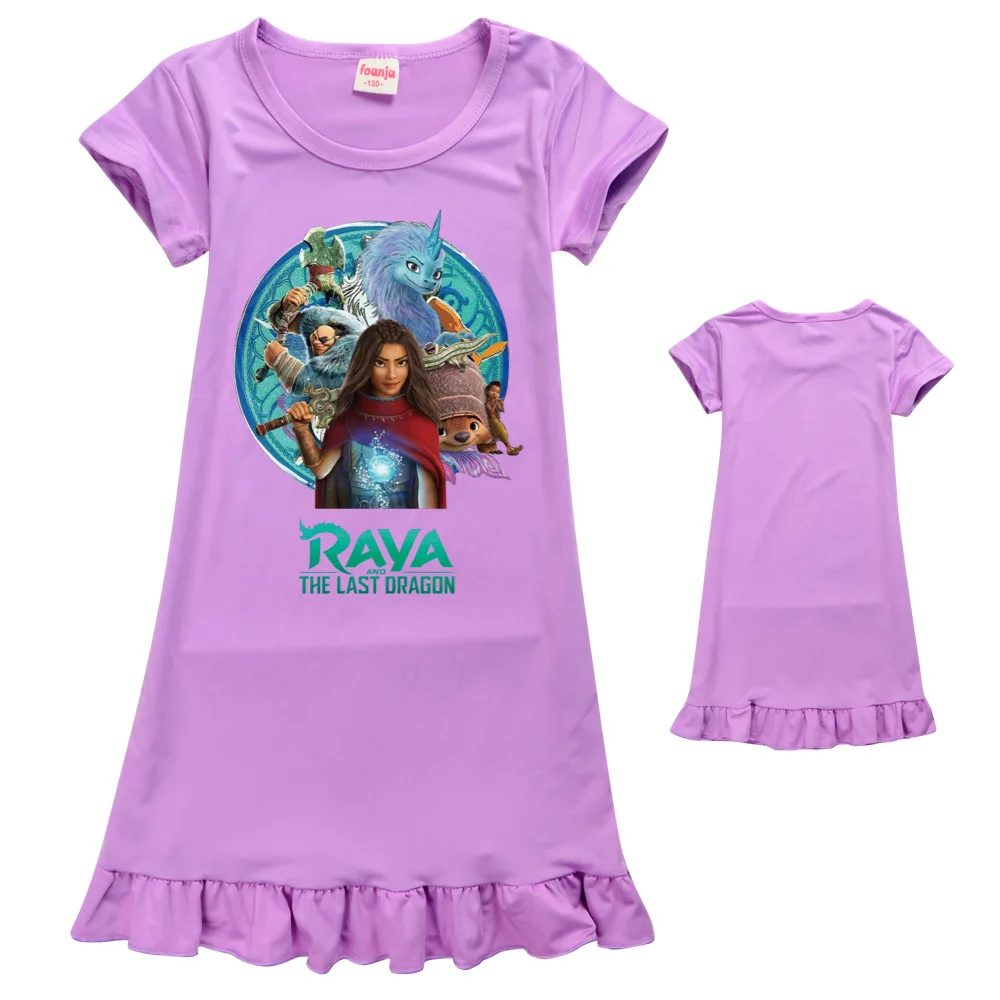 girls nightgown raya and the last dragon ice silk pajamas summer kids nightdress cartoon baby raya sleeping dress homewear free global shipping