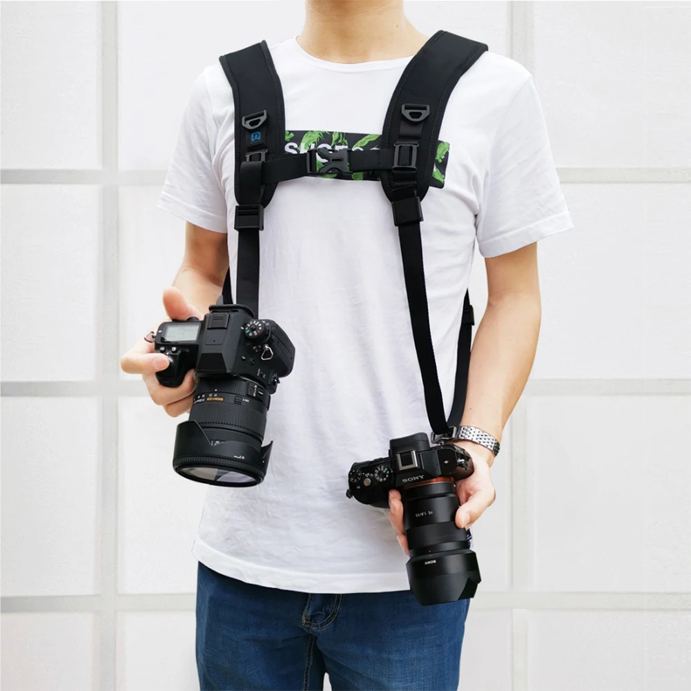Черный двойной наплечный ремень для камеры быстрая регулировка ремня Canon Nikon Sony 2