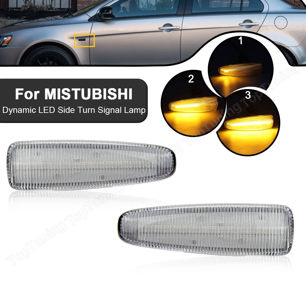 

2PCS LED Dynamic Side Marker Lamp Blinker Turn Signal Light For Mistubishi Lancer VIII Evolution X Outlander Sport Mirage