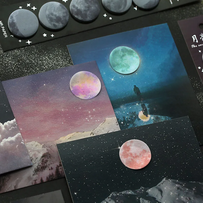 Kawaii Moon блокноты Милая планета Липкие заметки написание наклейки для детей Сделай