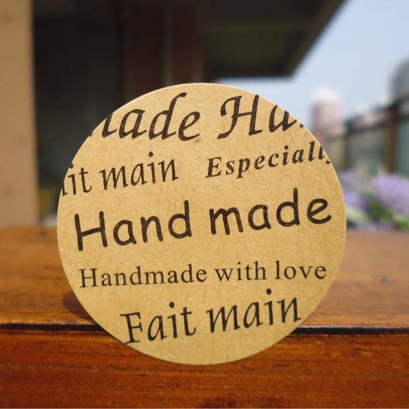 Винтажная крафт бумага Круглая этикетка ручной работы наклейка для выпечки