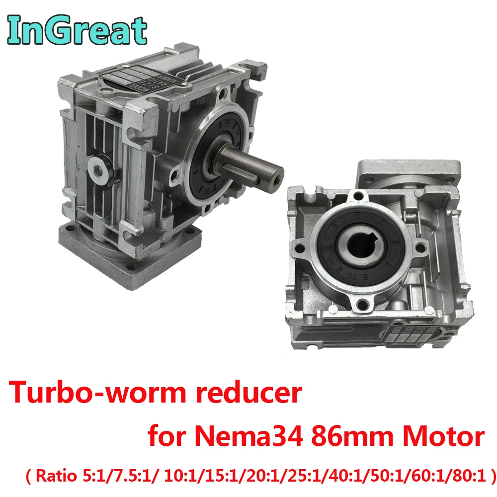 

1: 1 турбочервячный редуктор RV040, редуктор скорости 18 мм, выход 90 градусов для фланцевого шагового двигателя Nema34 86 мм