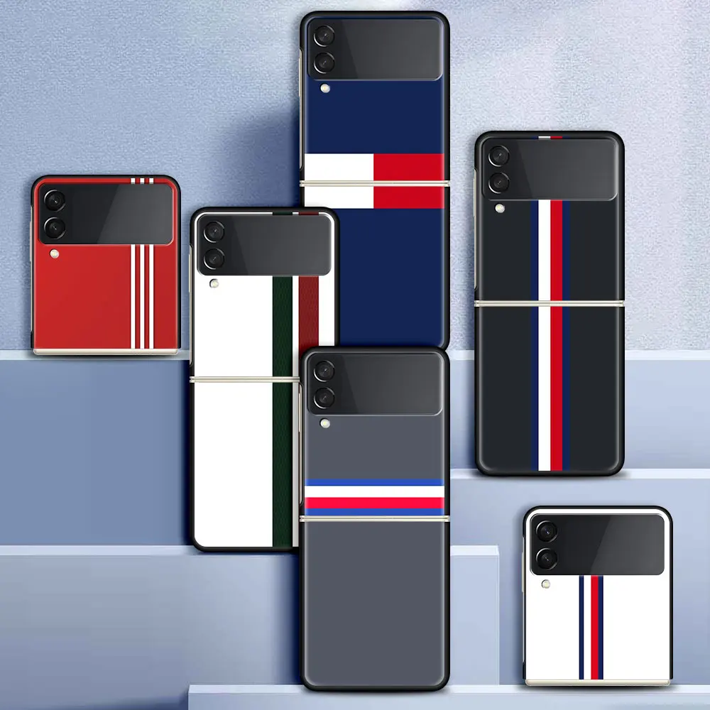 

Fold Case for Samsung Z Flip3 5G Shell for Galaxy Z Flip 3 Hard Capa For ZFlip 3 Silicone Phone Cover Fashion Brand Line