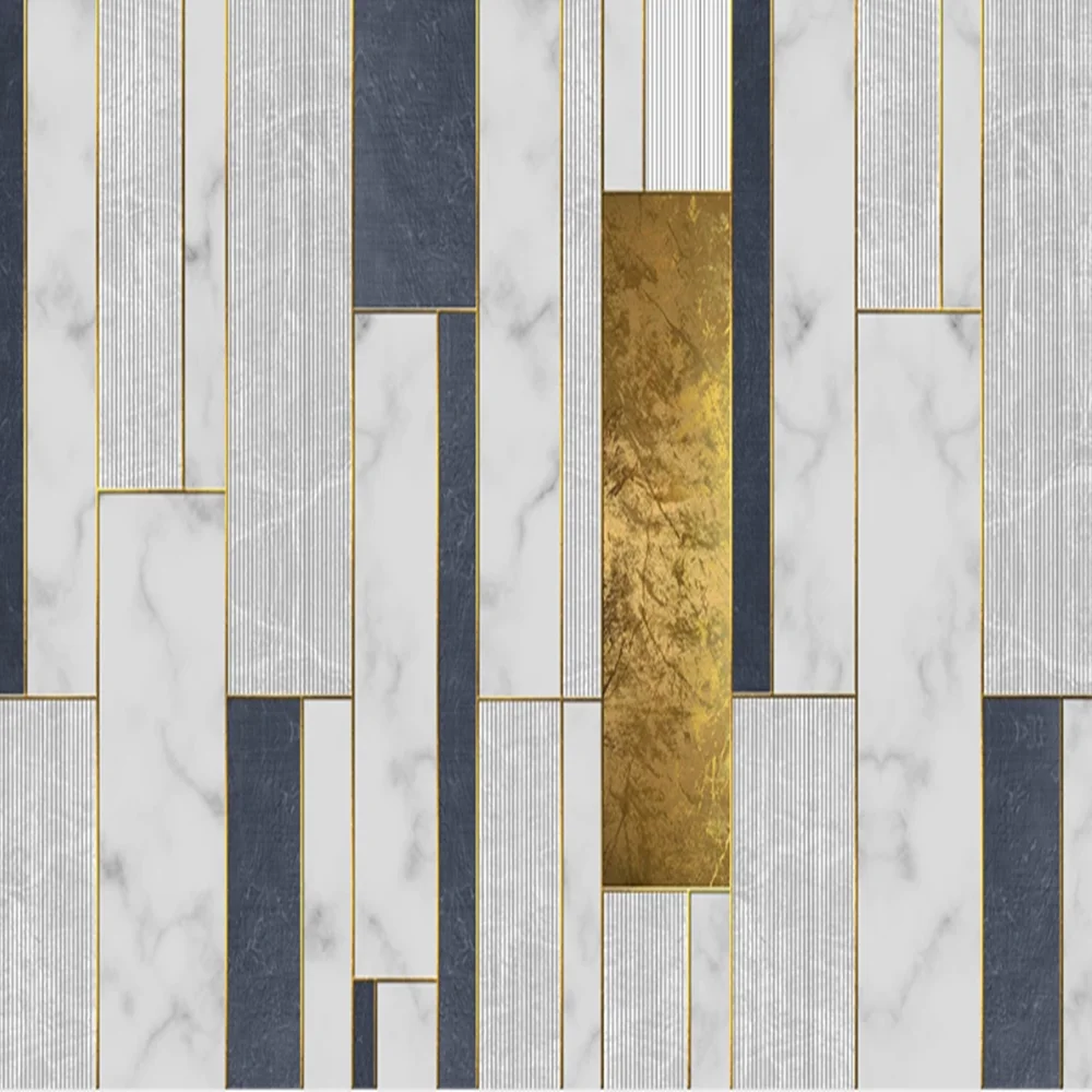 

Milofei manufacturers custom geometric gold line stitching pattern living room bedroom background wallpaper mural