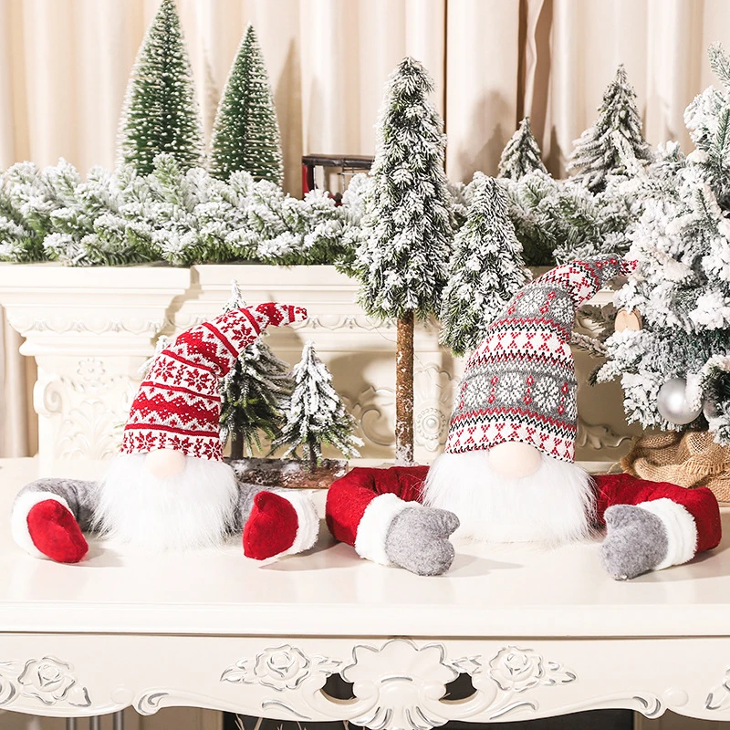

Old Man Holding Tree Doll Prop Grey Hat / White Hat Christmas Decoration Plush Faceless