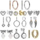 Женские серьги-кольца в виде сердца, с подвеской