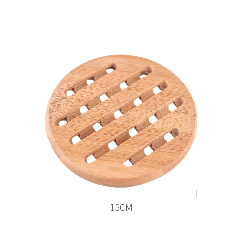 15cm round Бамбуковый Коврик-подставка, бамбуковый держатель для горячего горшка, нескользящая подставка для посуды, декоративная подставка для горячего горшка, два размера - Цвет: 15cm round