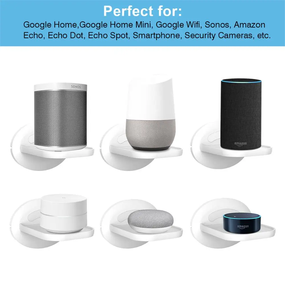 Настенный держатель для полки для Amazon Echo Dot(3rd Gen) Google home mini Sonos One Play: 1 и более камера домашней безопасности