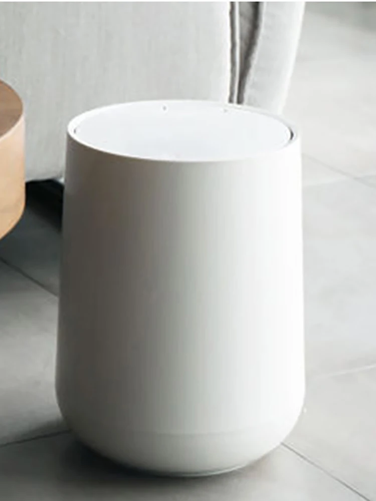 

Round Trash Can Kitchen Waste Bin Living Room Bathroom Removable Push Type Paper Basket Trash Bin With Lid Home Office Garbage