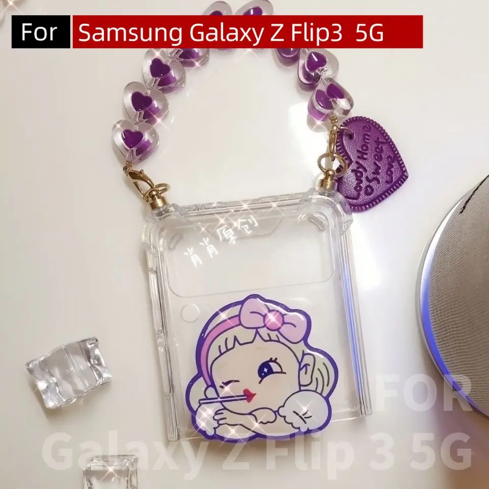 

Чехол для samsung Galaxy Z flip3, чехол с ремешком Z flip3 5G, ремешок z flip3, милый чехол z flip 3 для девушек