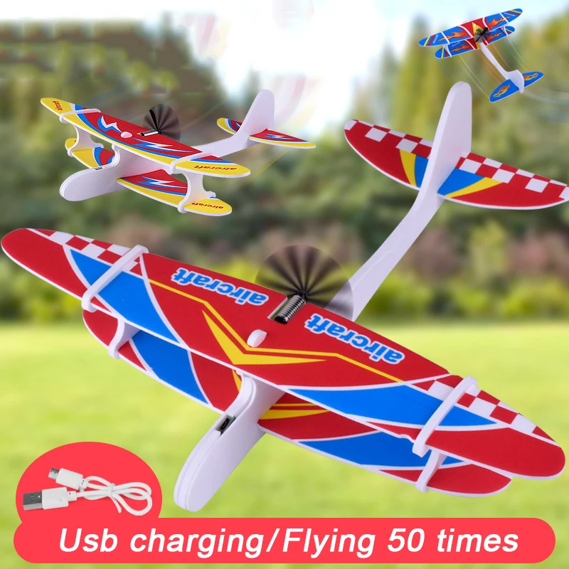 

Boys Airplane Hand Throwing Glider Capacitor Electric Aircraft Foam Inertial Plane Model Relieve Kids Toys Avion Airplane TSLM1