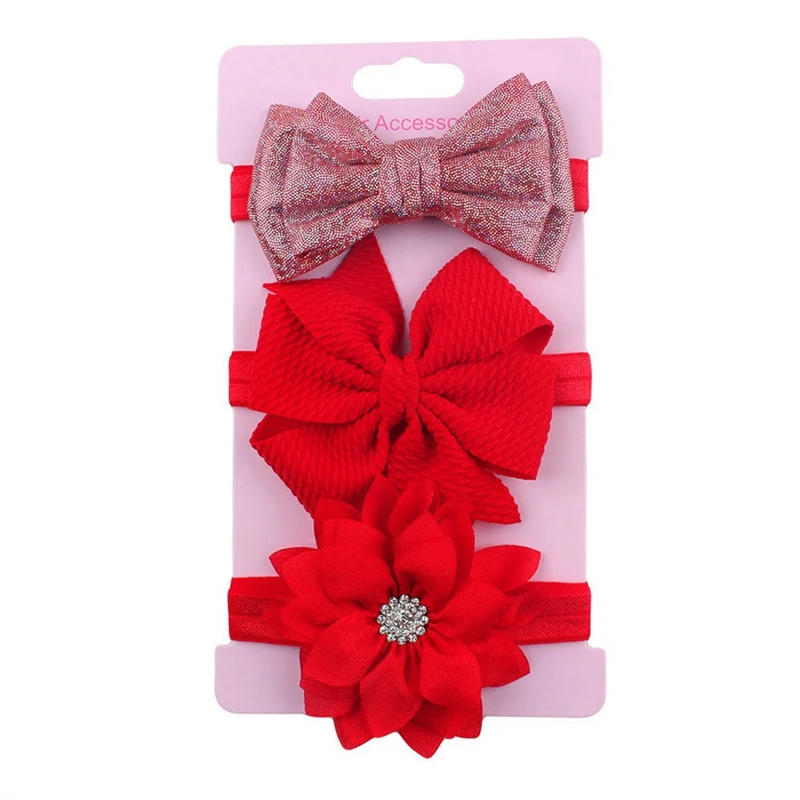 3 шт./лот повязка на голову с цветами для маленьких девочек эластичная бантиками