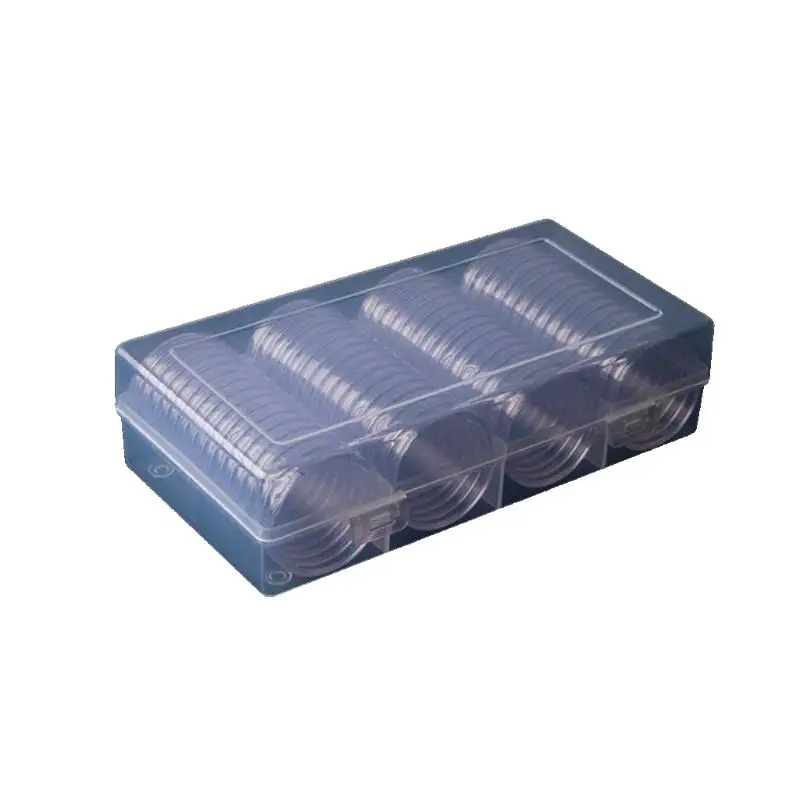 

60 Pcs Clear Round 41mm Direct Fit Coin Capsules Holder Display Collection Case With Storage Box