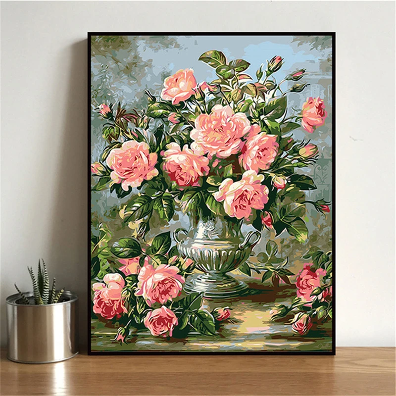 

Pink Flower DIY Painting By Numbers Coloring By Numbers Modern Wall Art Picture Unique Gift For Home Decor