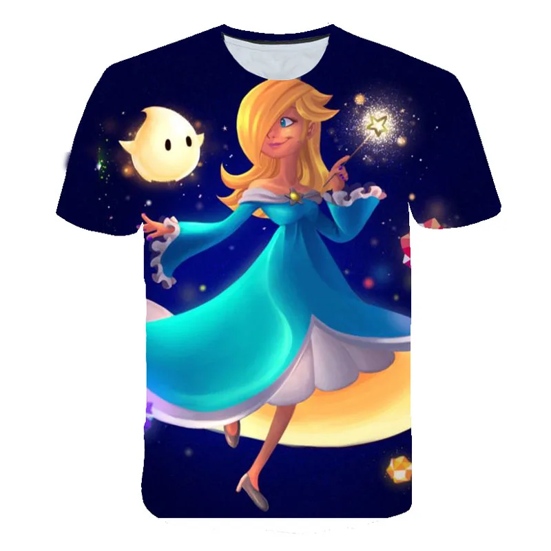 Модная детская футболка принцессы с принтом Забавный топ рисунком каваи для