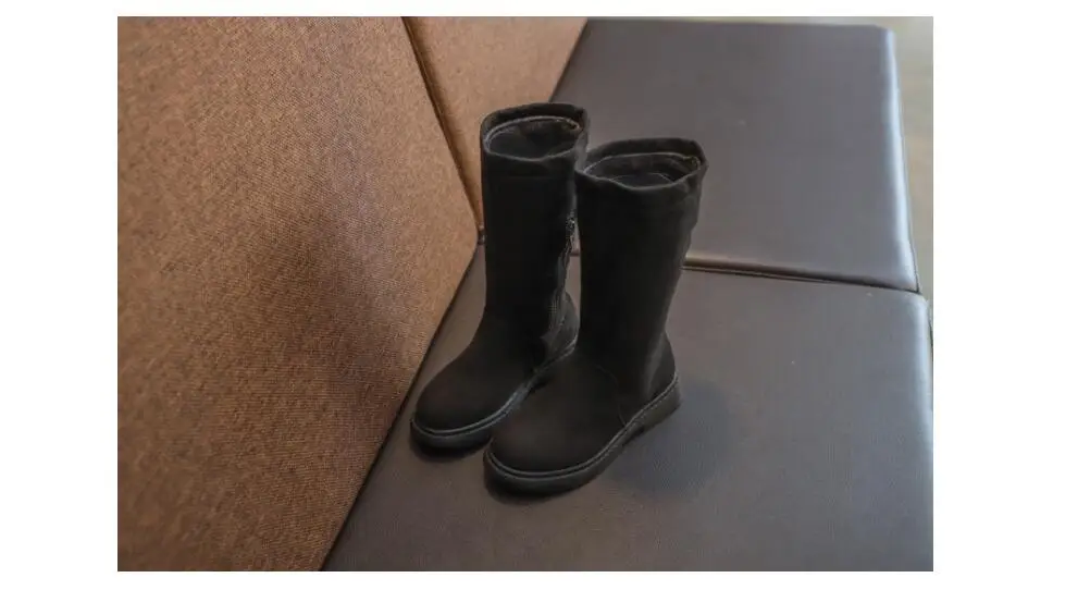 YWPENGCAI Autumn Winter Kids Warm Thick Fur High Boots For Girl Flock PU Leather Girls Boots Size 26-36