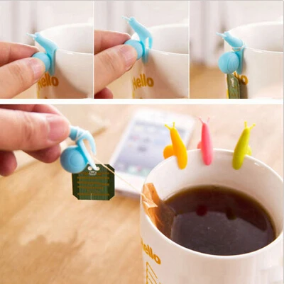 

5 Pcs/Lot Mini Snail Shape Tea Bag Clip Cup Mug Tea Infusers Strainer Clips Party Decor Random Color Silicone Tea Bag Holder