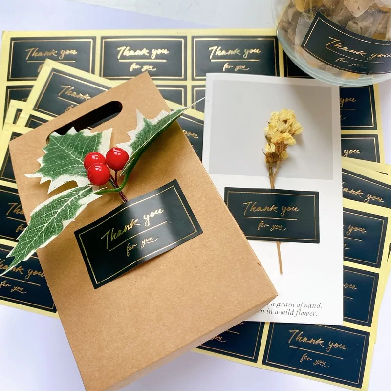 

300pcs/pack hand made THANK YOU black gold Sliver seal paste Handmade Sealing Label Sticker Baking DIY Gift Box Deco Stickers