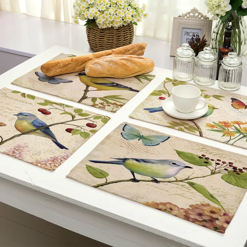 Подставки под напитки с принтом дерева цветов птиц аксессуары для обеденного