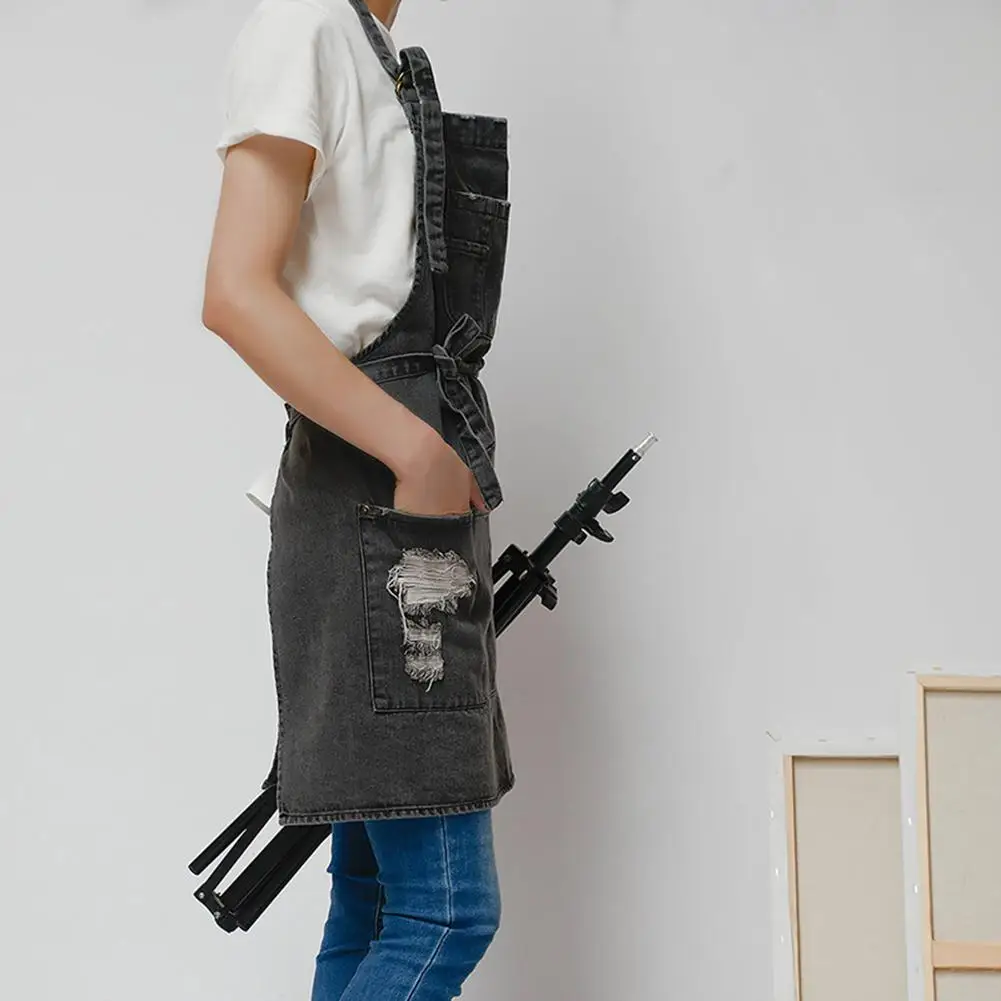 Хлопковый джинсовый фартук для взрослых рабочая одежда выпечки с регулируемым