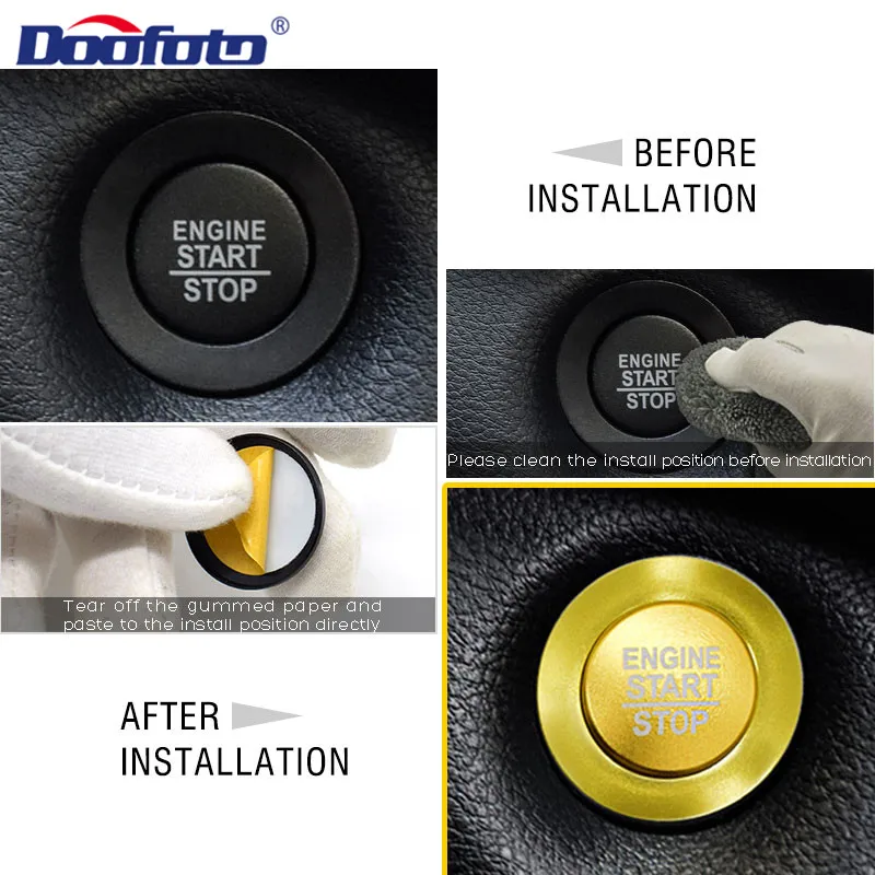 Doofoto Car Accessories - Start Stop Engine Button Cover for Jeep Patriot, Renegade, Wrangler JL, Compass, Grand Cherokee XJ - Styling image 4
